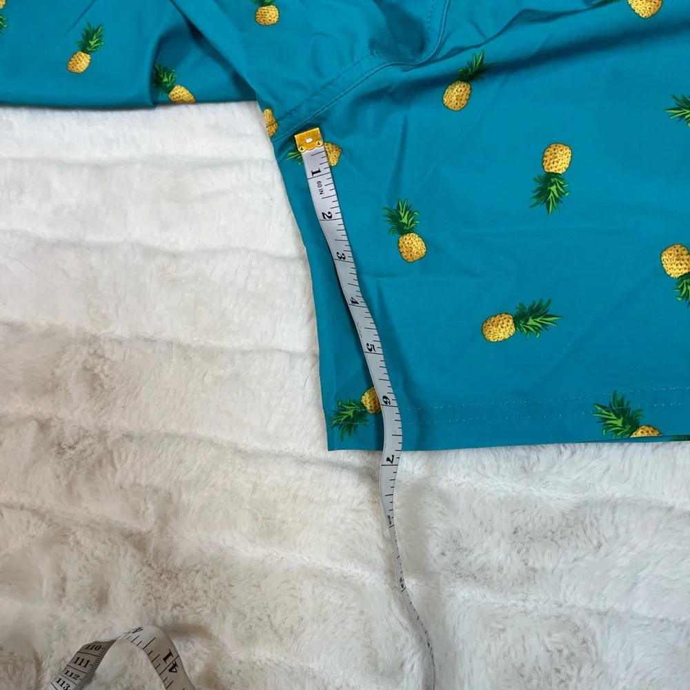 Old Navy Men S Blue Gold Pineapple Print Tropical Swim Trunks Lined Beach Cruise
